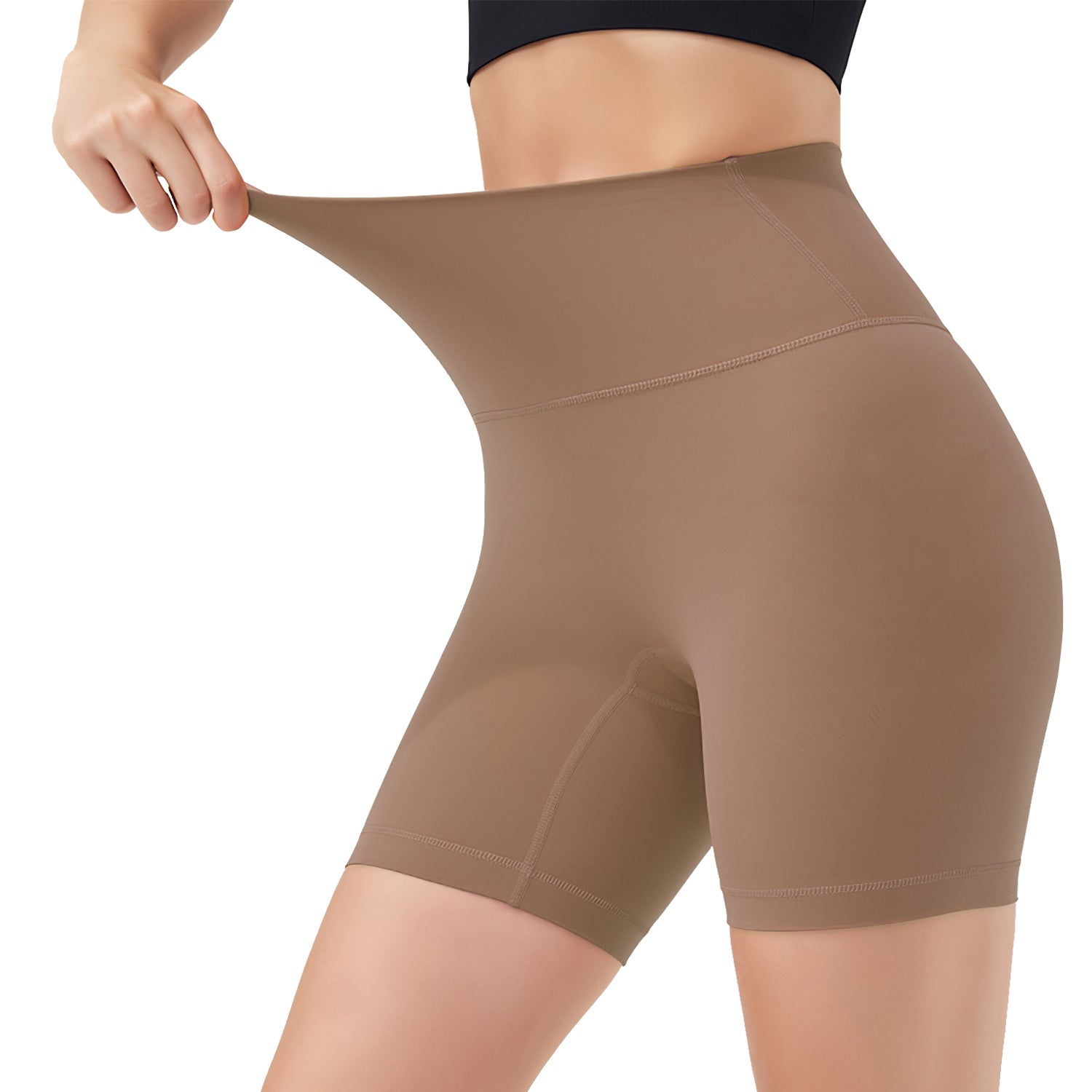 4 Sizes-5 Colors Option -- 1Pc Women's High Waist Biker Shorts Tummy Control Pants Athletic Leggings Spandex Booty Shorts With 6.3In Inseam No Front Seam For Workout Yoga Running Volleyball Dance - Image 8