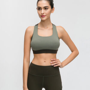 Contrast-panel sports bra