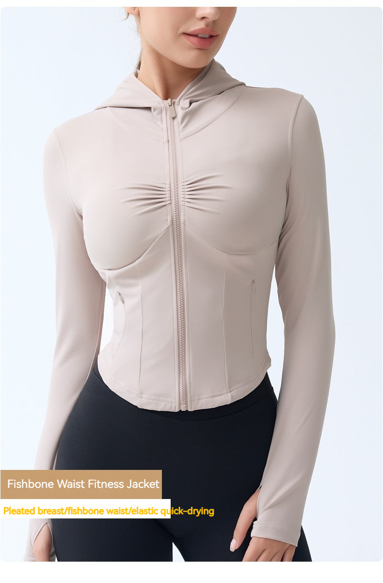 Spring And Autumn Women's Hooded Sports Jacket Slim Fit Slim Look Running Training Workout Top - Image 6
