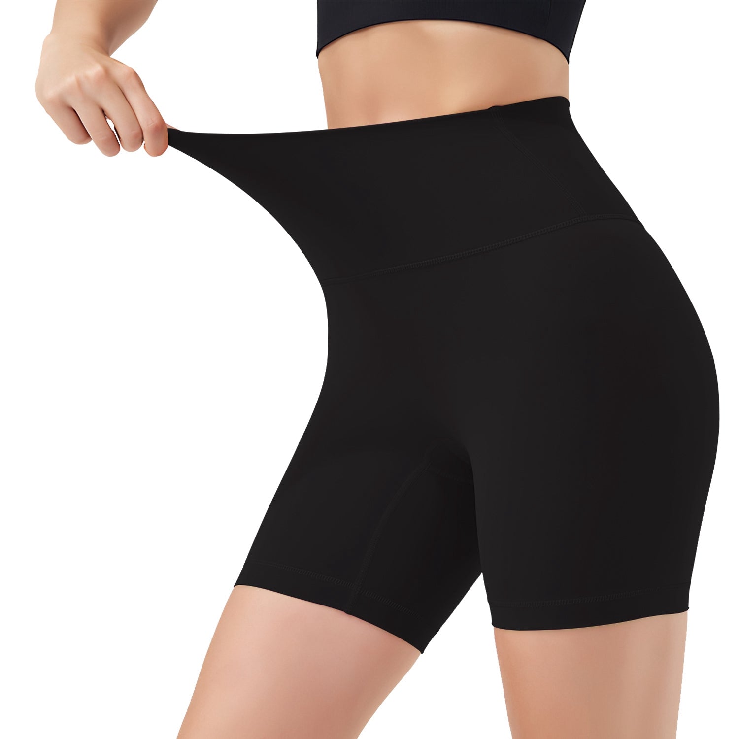 4 Sizes-5 Colors Option -- 1Pc Women's High Waist Biker Shorts Tummy Control Pants Athletic Leggings Spandex Booty Shorts With 6.3In Inseam No Front Seam For Workout Yoga Running Volleyball Dance - Image 10