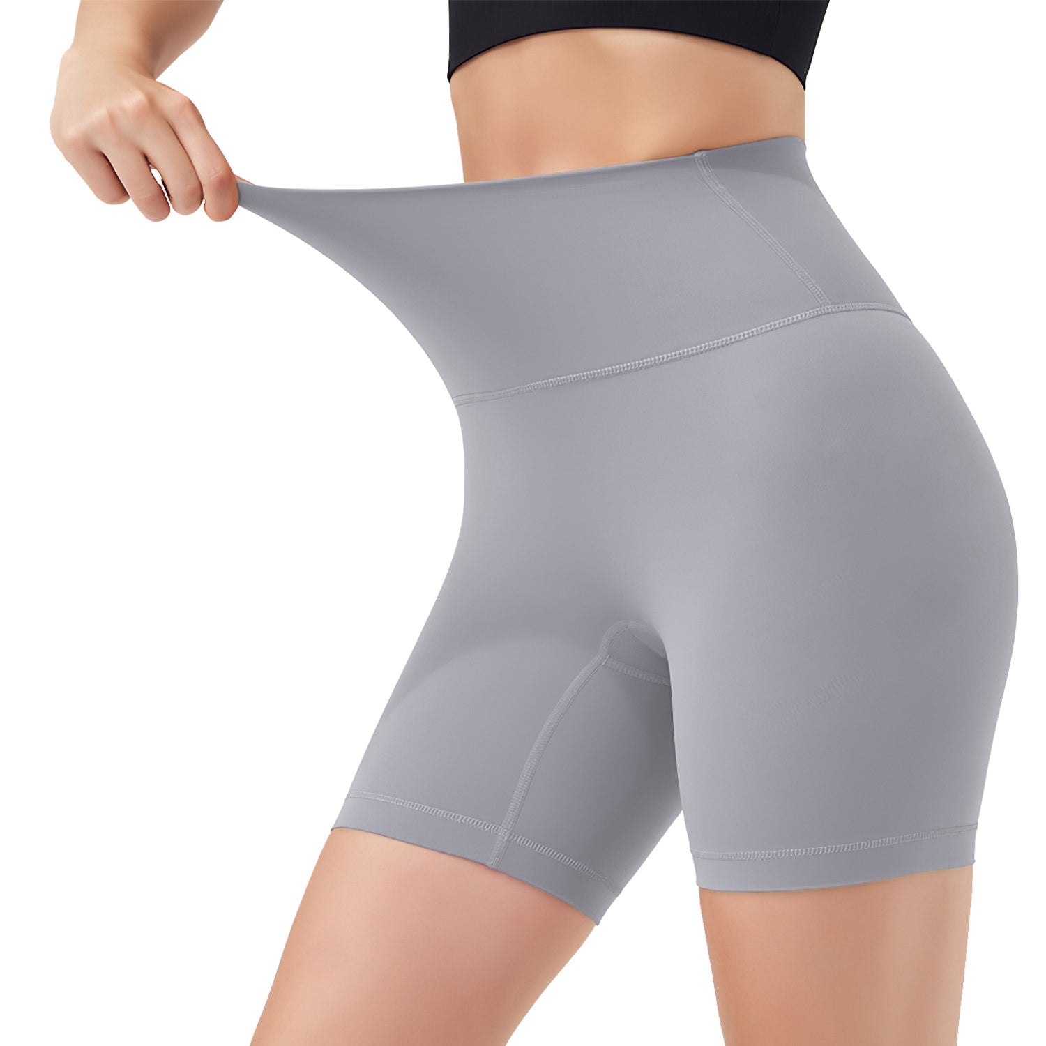 4 Sizes-5 Colors Option -- 1Pc Women's High Waist Biker Shorts Tummy Control Pants Athletic Leggings Spandex Booty Shorts With 6.3In Inseam No Front Seam For Workout Yoga Running Volleyball Dance - Image 7