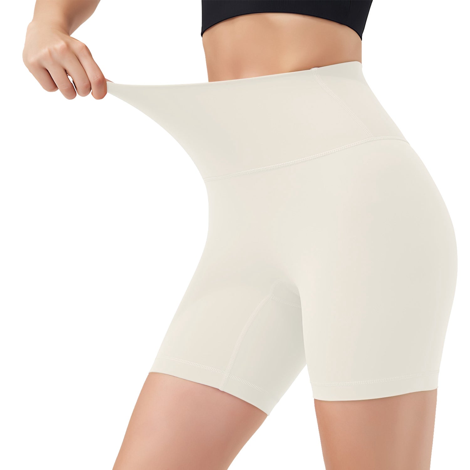 4 Sizes-5 Colors Option -- 1Pc Women's High Waist Biker Shorts Tummy Control Pants Athletic Leggings Spandex Booty Shorts With 6.3In Inseam No Front Seam For Workout Yoga Running Volleyball Dance - Image 9
