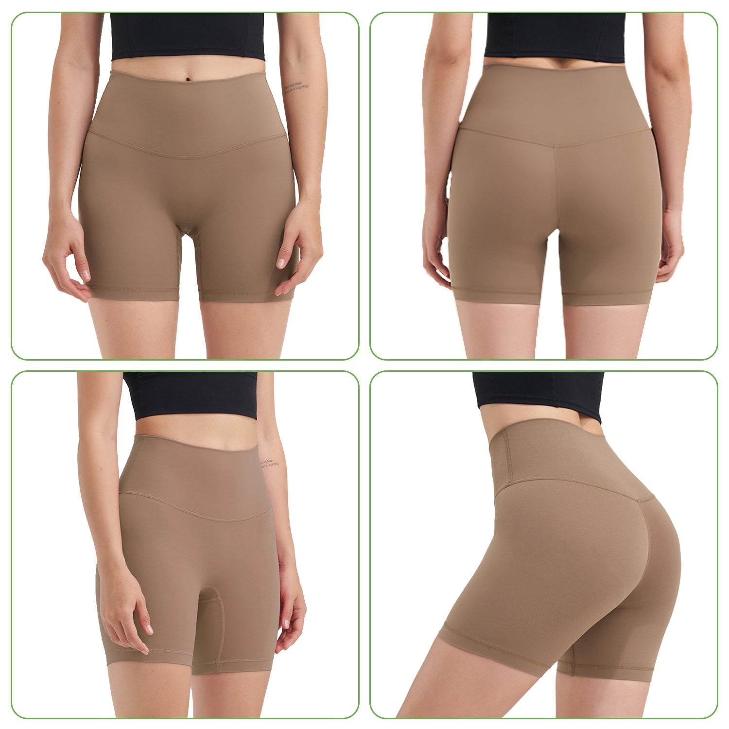 4 Sizes-5 Colors Option -- 1Pc Women's High Waist Biker Shorts Tummy Control Pants Athletic Leggings Spandex Booty Shorts With 6.3In Inseam No Front Seam For Workout Yoga Running Volleyball Dance - Image 5