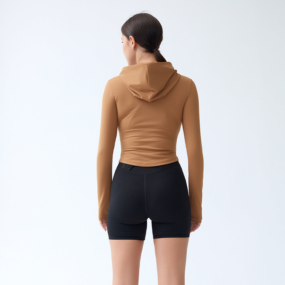 Spring And Autumn Women's Hooded Sports Jacket Slim Fit Slim Look Running Training Workout Top - Image 4